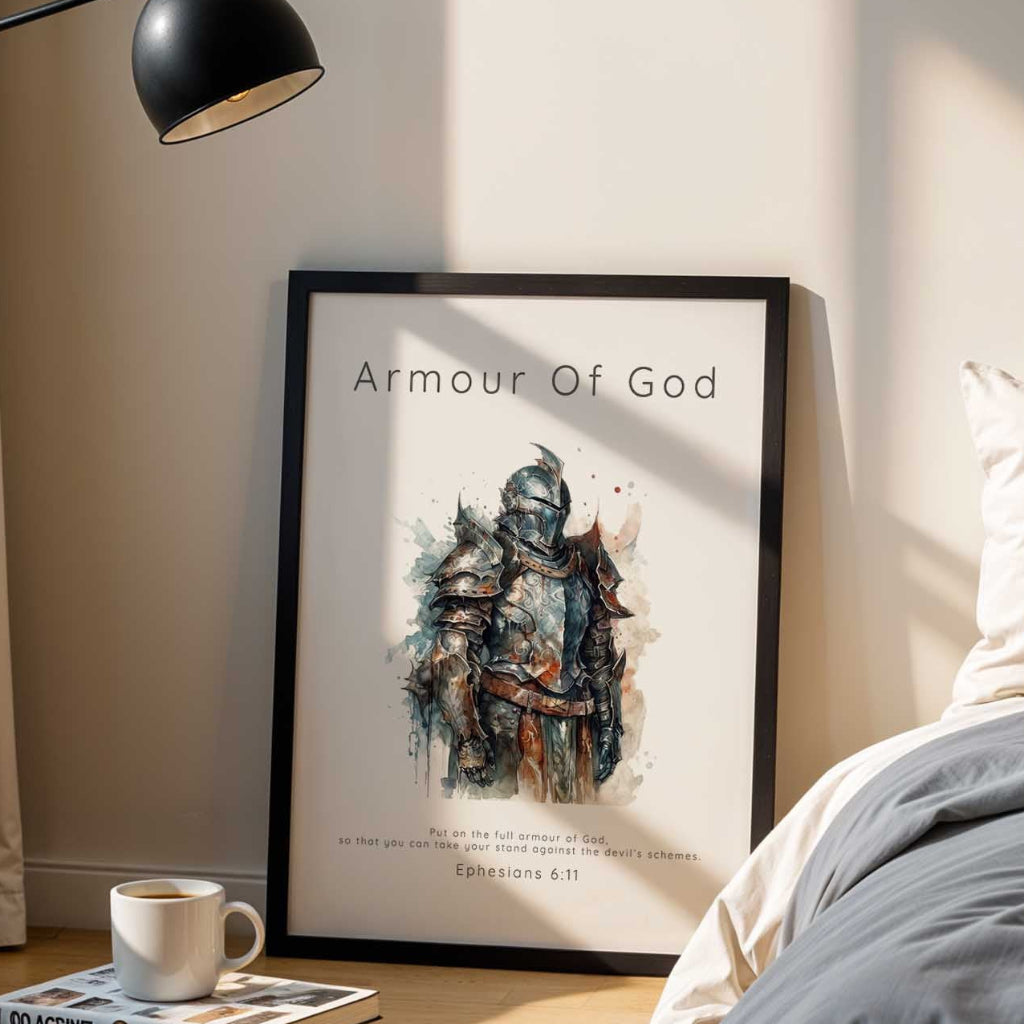 Ephesians 6:11 - Faith-based wall art with scripture reminding us to stand firm in faith.