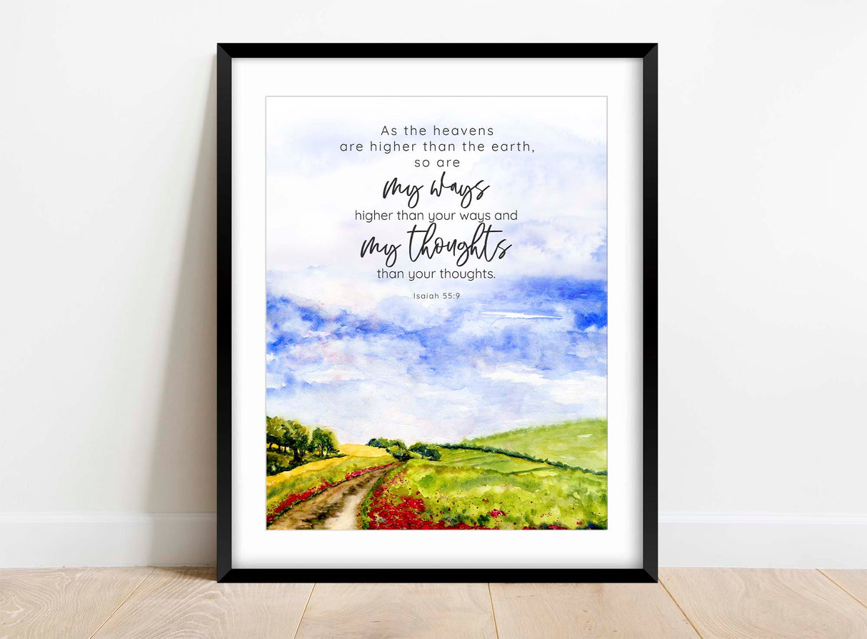 Thoughtful gift idea: Bible verse landscape print, Elevated decor with scripture-inspired art, artwork with biblical verse