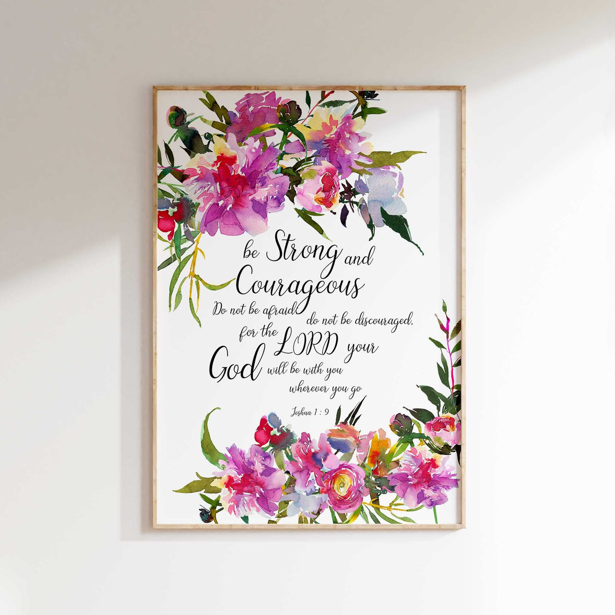 Inspirational wall art with flowers, Encouraging home decor gift, Bible verse art for bedroom, Faith-inspired wall decor