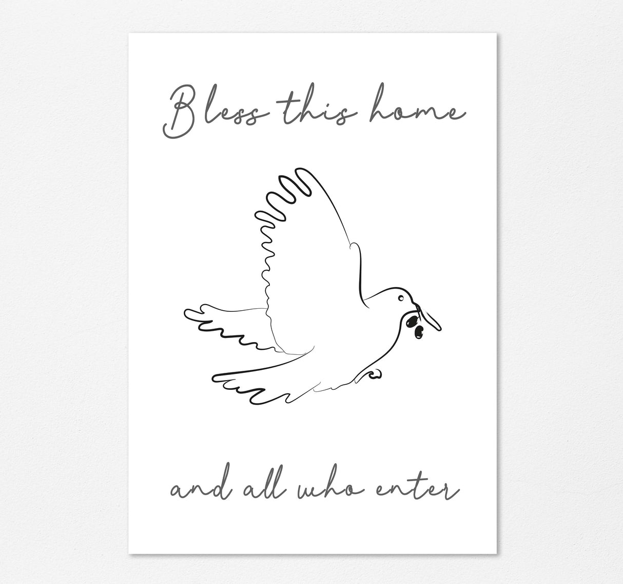Religious wall decor with scripture, Dove carrying olive branch print, House blessing wall art, Christian artwork home decor