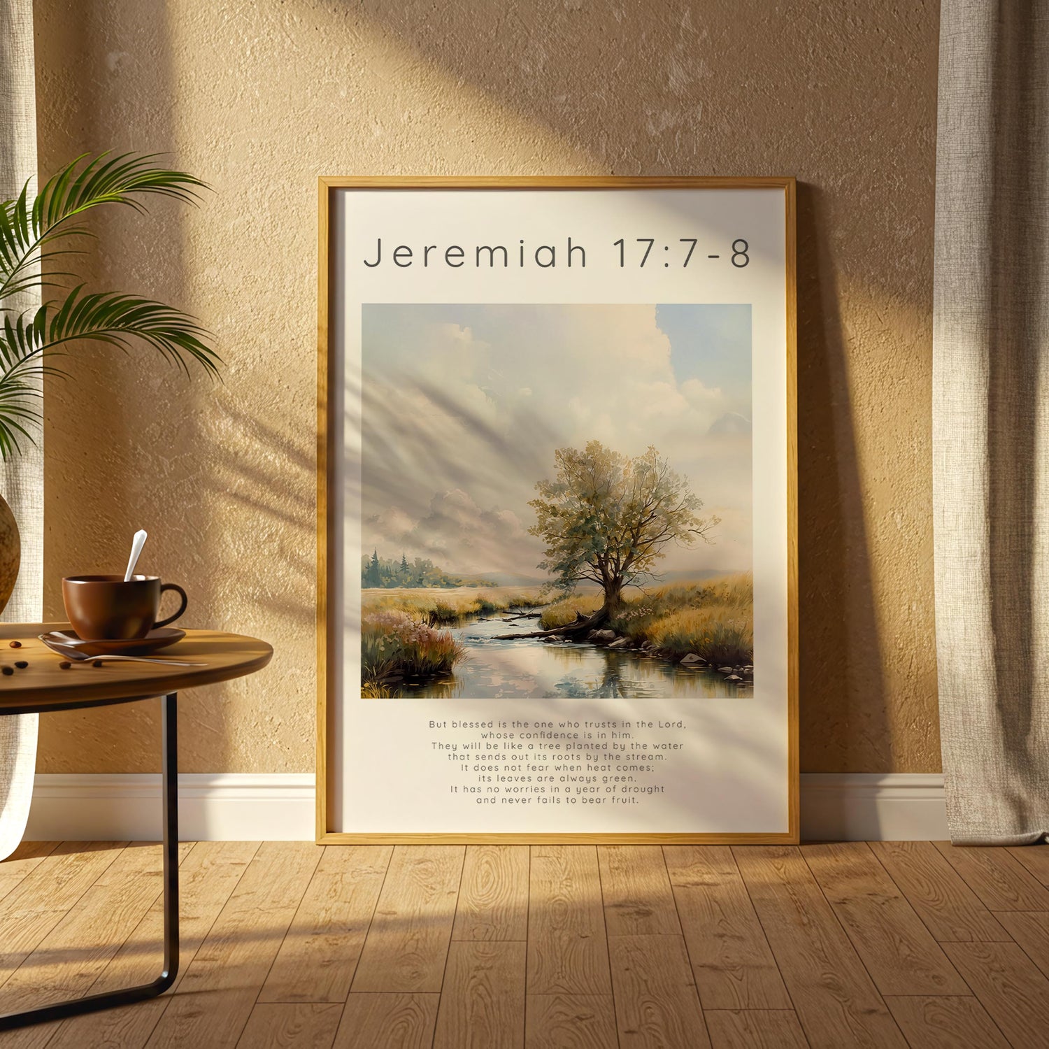 Jeremiah 17:7-8 – River and tree Christian home decor print.