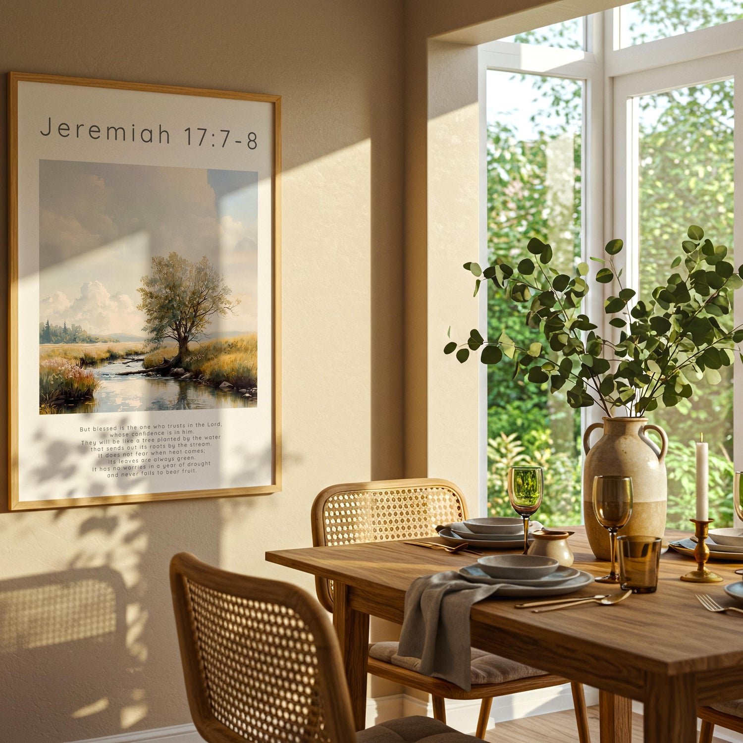 Jeremiah 17:7-8 – Tree by flowing river symbolising deep faith.