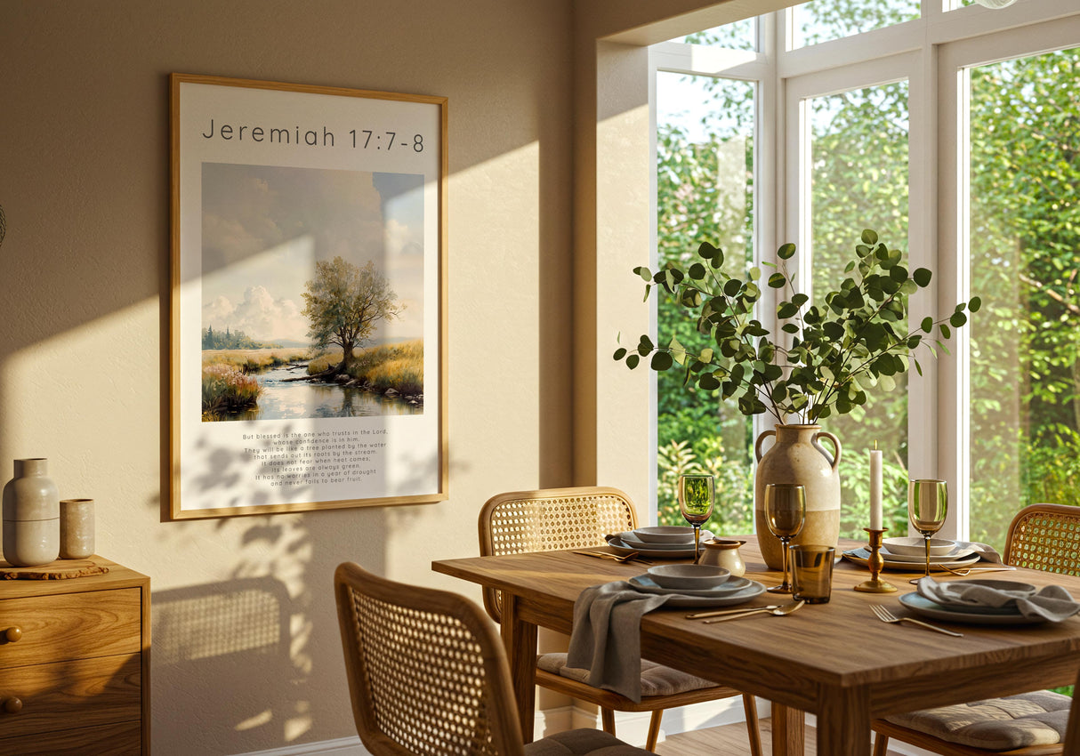 Jeremiah 17:7-8 – Tree by flowing river symbolising deep faith.