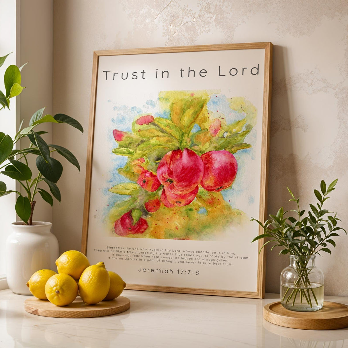 Jeremiah 17:7–8 – Christian wall art print symbolising faith growth and trusting God.