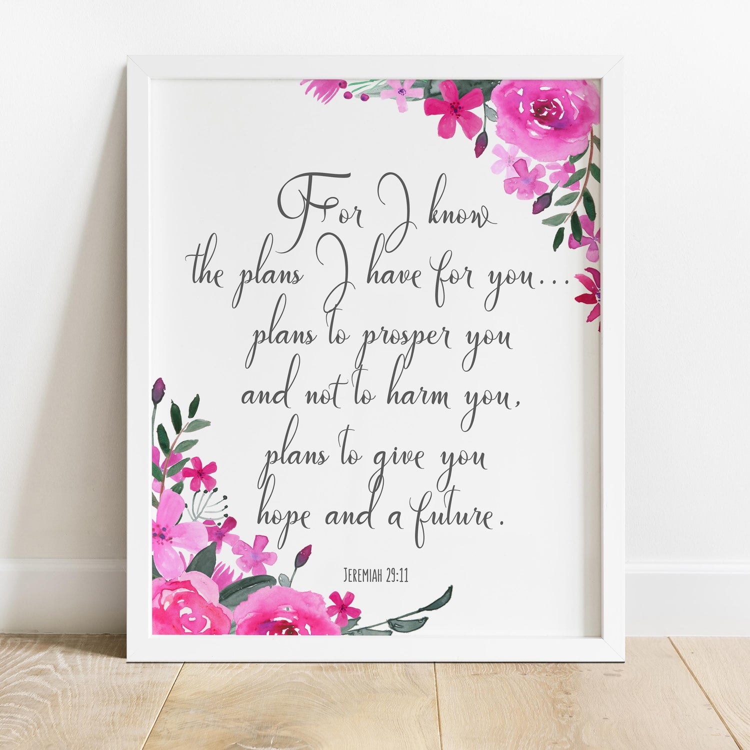 Elegant scripture print for home interiors, Beautifully designed Bible verse art in UK style, Jeremiah 29:11 print