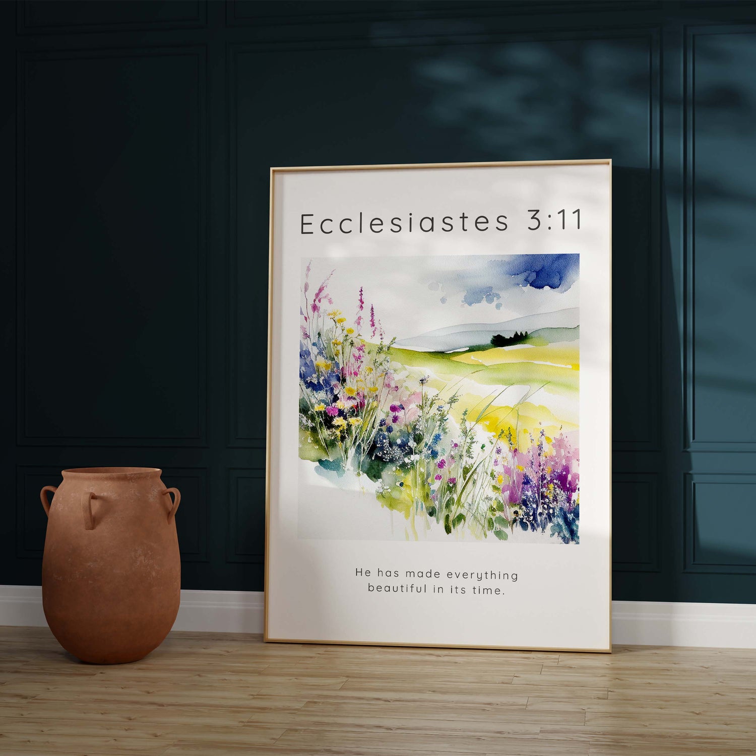 Ecclesiastes 3:11 verse in nature-inspired artwork, He has made everything beautiful print gift idea, Ecclesiastes 3:11 art