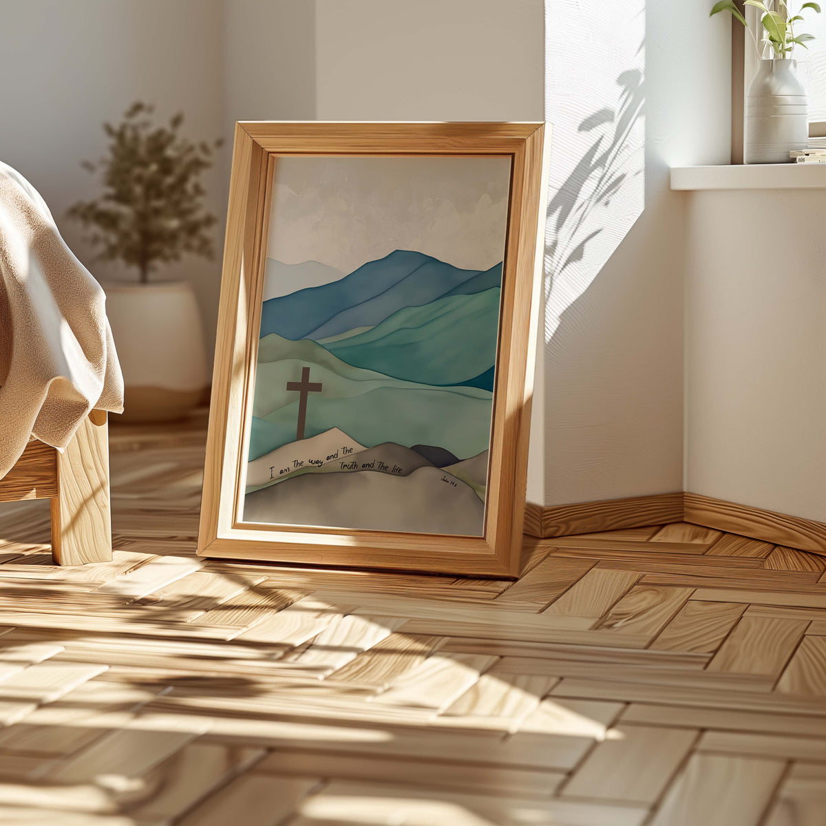 John 14:6 – I am the way the truth and the life modern Bible verse wall decor for living room.