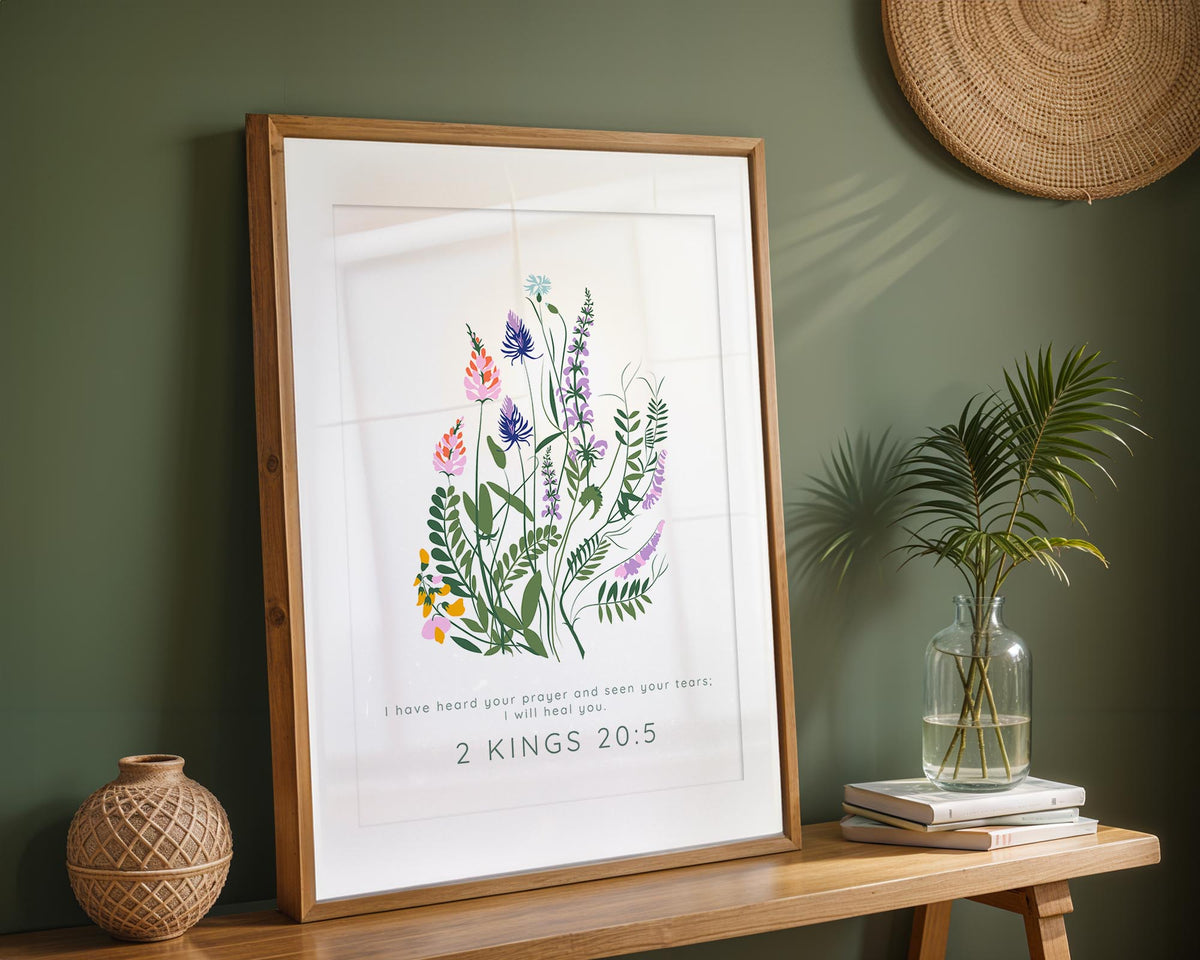 2 Kings 20:5 – Christian wall art print offering comfort and reassurance.