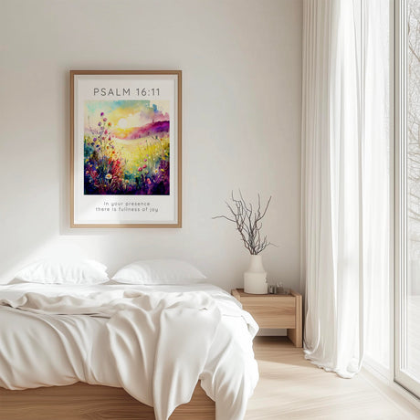‘In Your Presence There Is Fullness Of Joy’ – Uplifting scripture art celebrating joy in God’s presence.