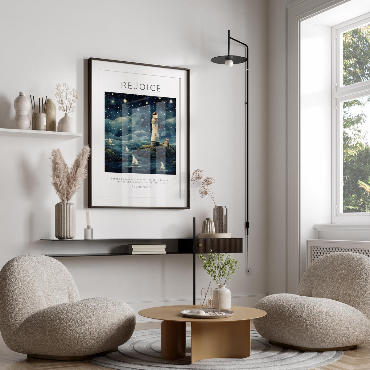 Psalm 96:11 Seascape Wall Art for Kids, Relaxing Scripture Print for Bathrooms, Tranquil Nursery Decor with Psalm 96:11