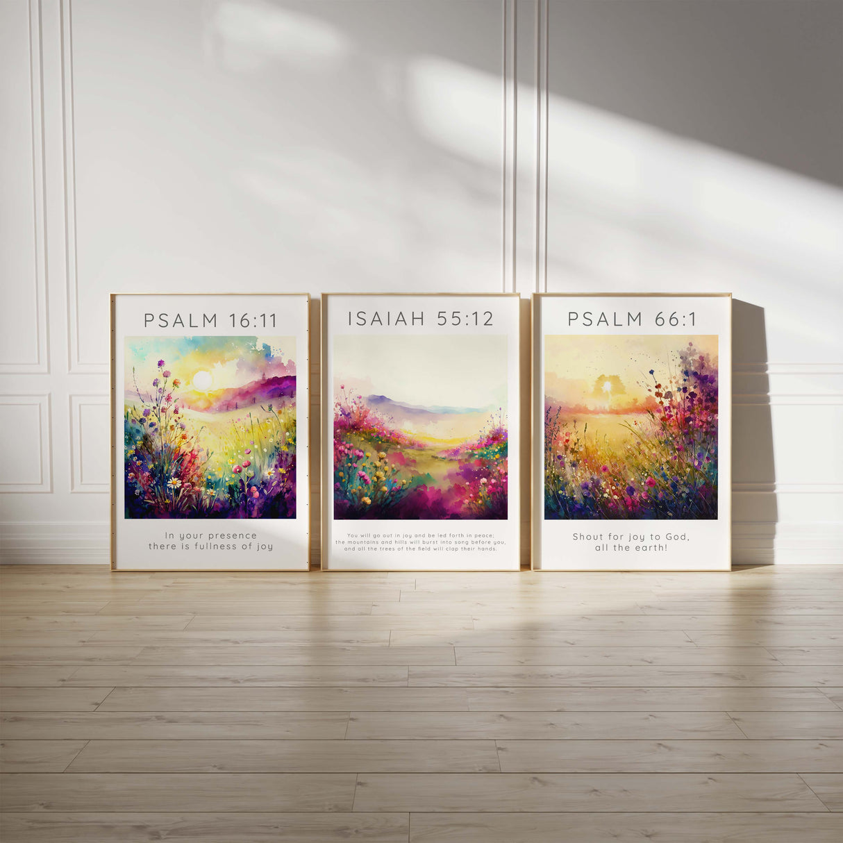 Bible Verses About Joy : Christian Wall Art Print Set of 3 Posters, Inspirational scripture triptych decor set