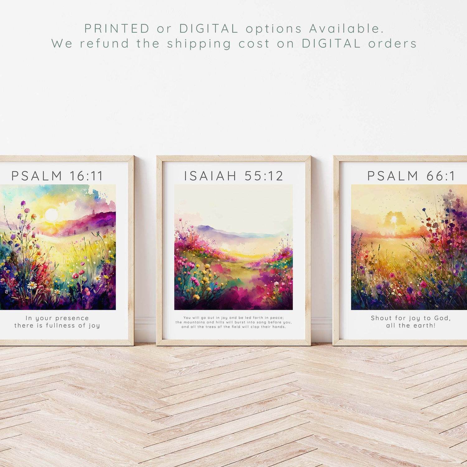 Meaningful wedding gift: Bible verse triptych, Tranquil ambiance with nature-themed scripture art, Bible verse decor