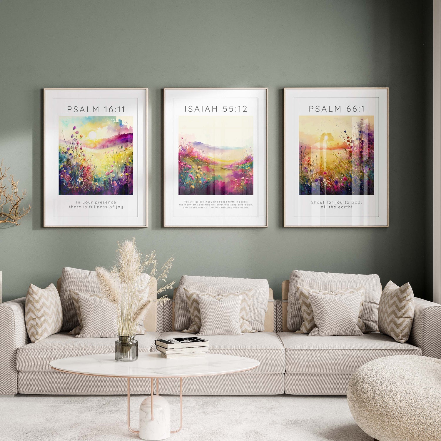 Bible Verses About Joy : Christian Wall Art Print Set of 3 Posters, Inspirational scripture triptych decor set