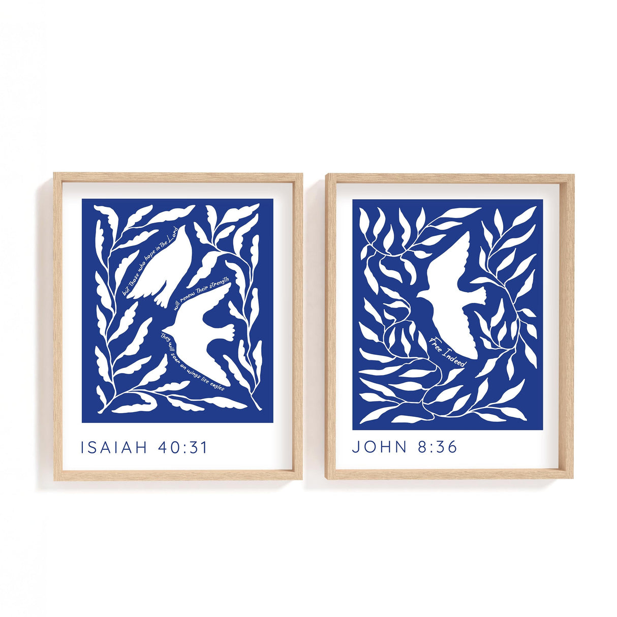 John 8:36 – Free Indeed Bible verse bird print.