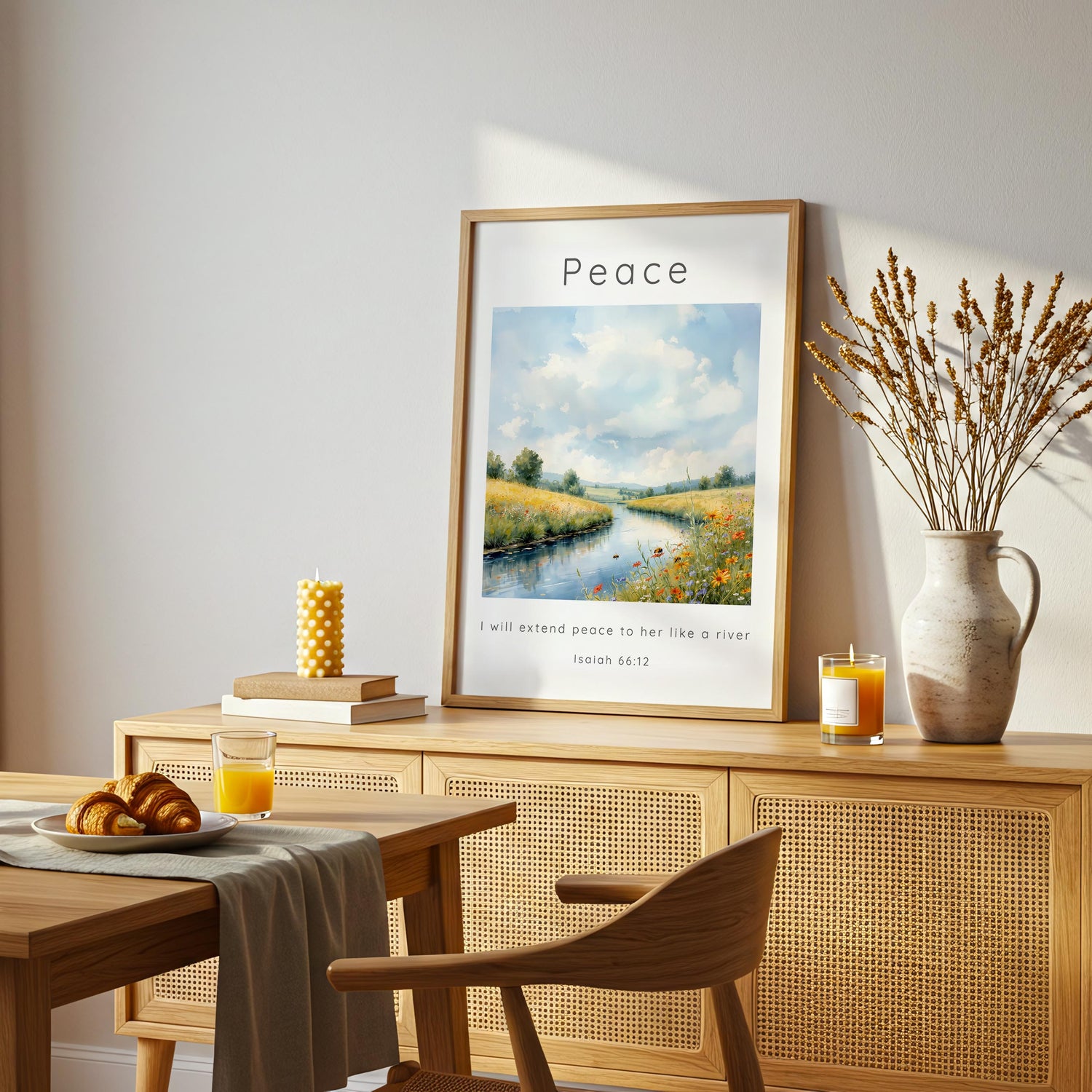 Isaiah 66:12 – Christian decor featuring river flowing through countryside.