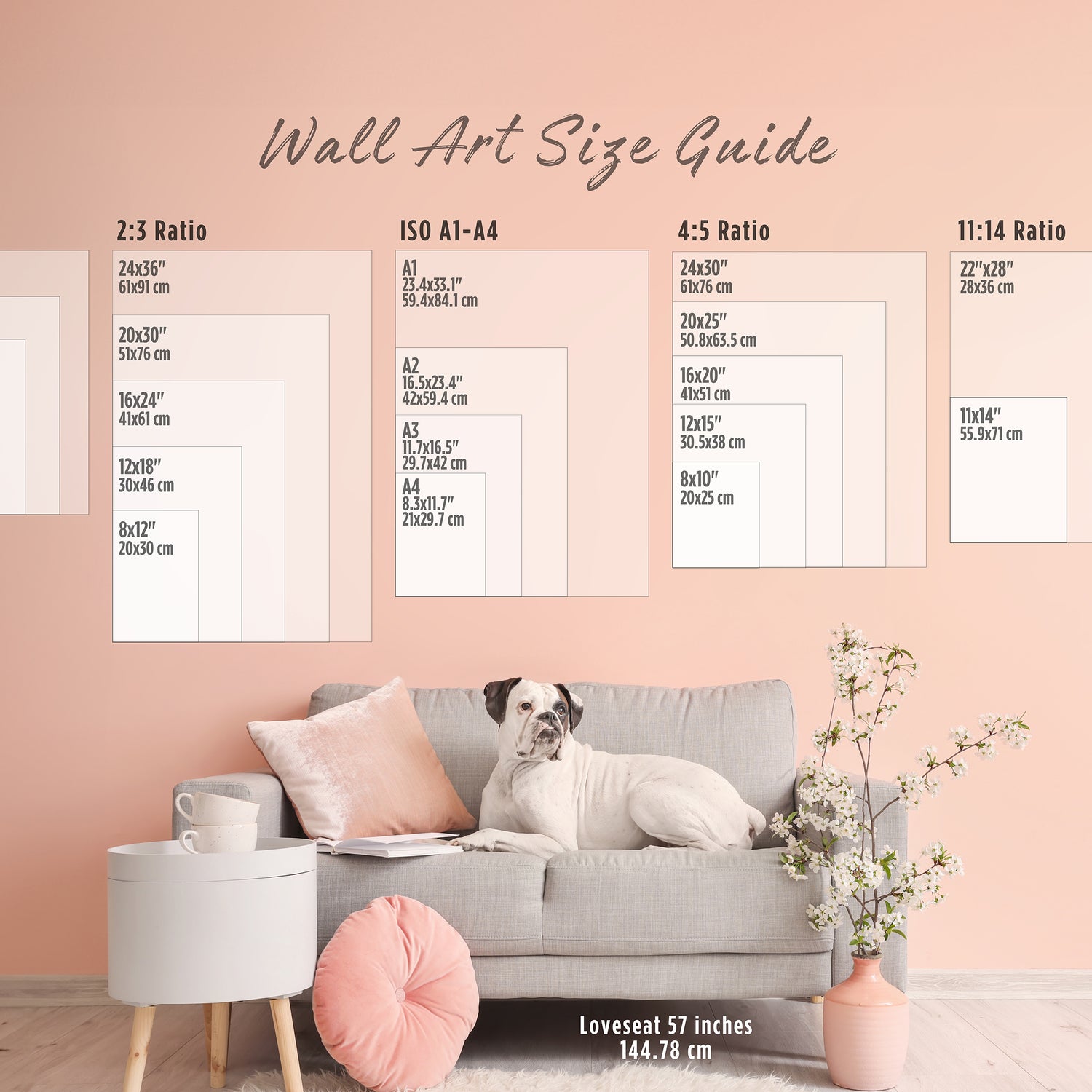 Christian Wall Art - print size comparison chart