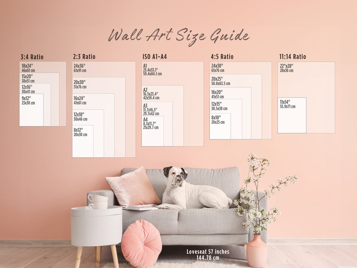 Christian Wall Art - print size comparison chart