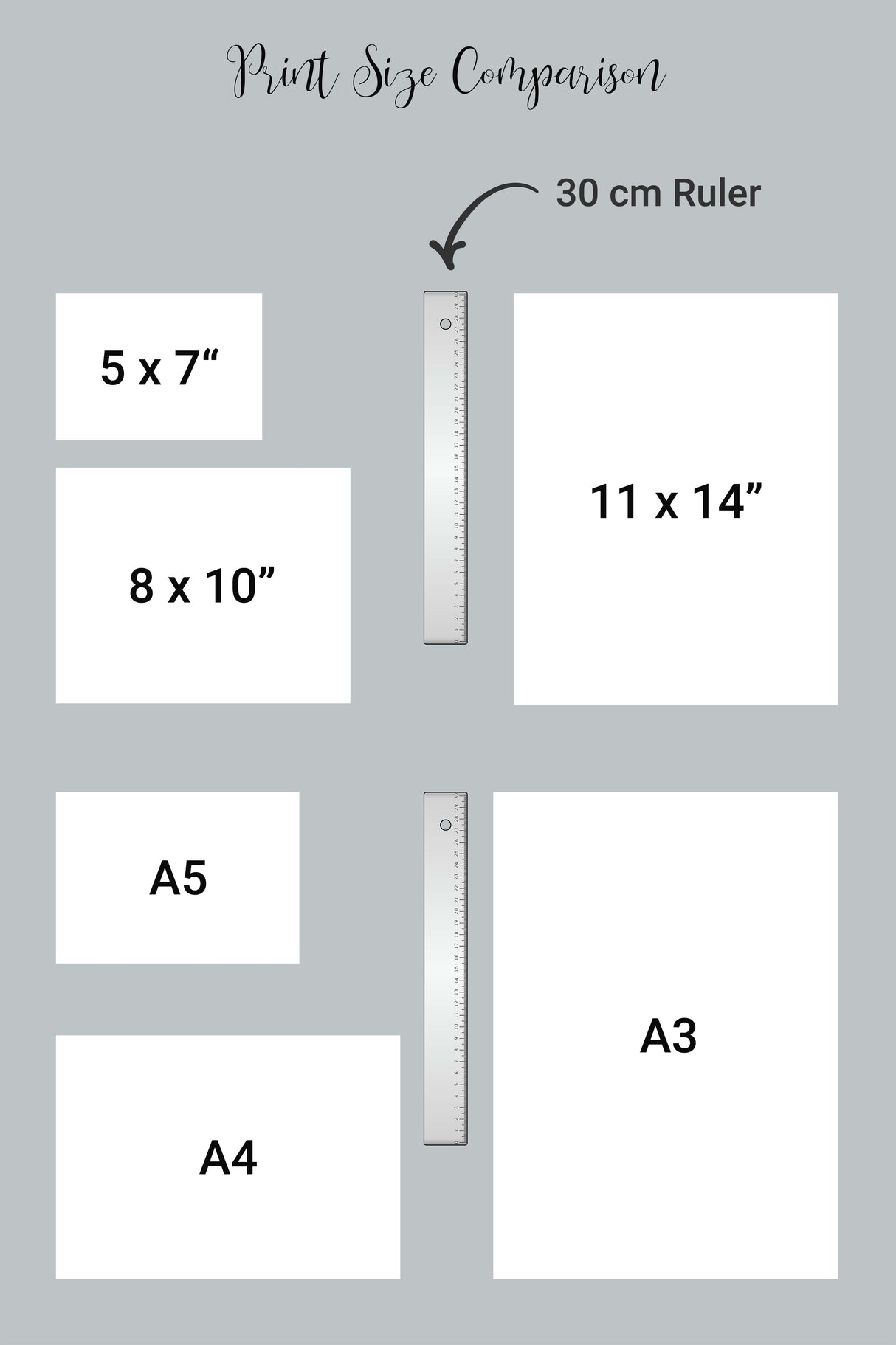 Christian Wall Art - print size comparison chart