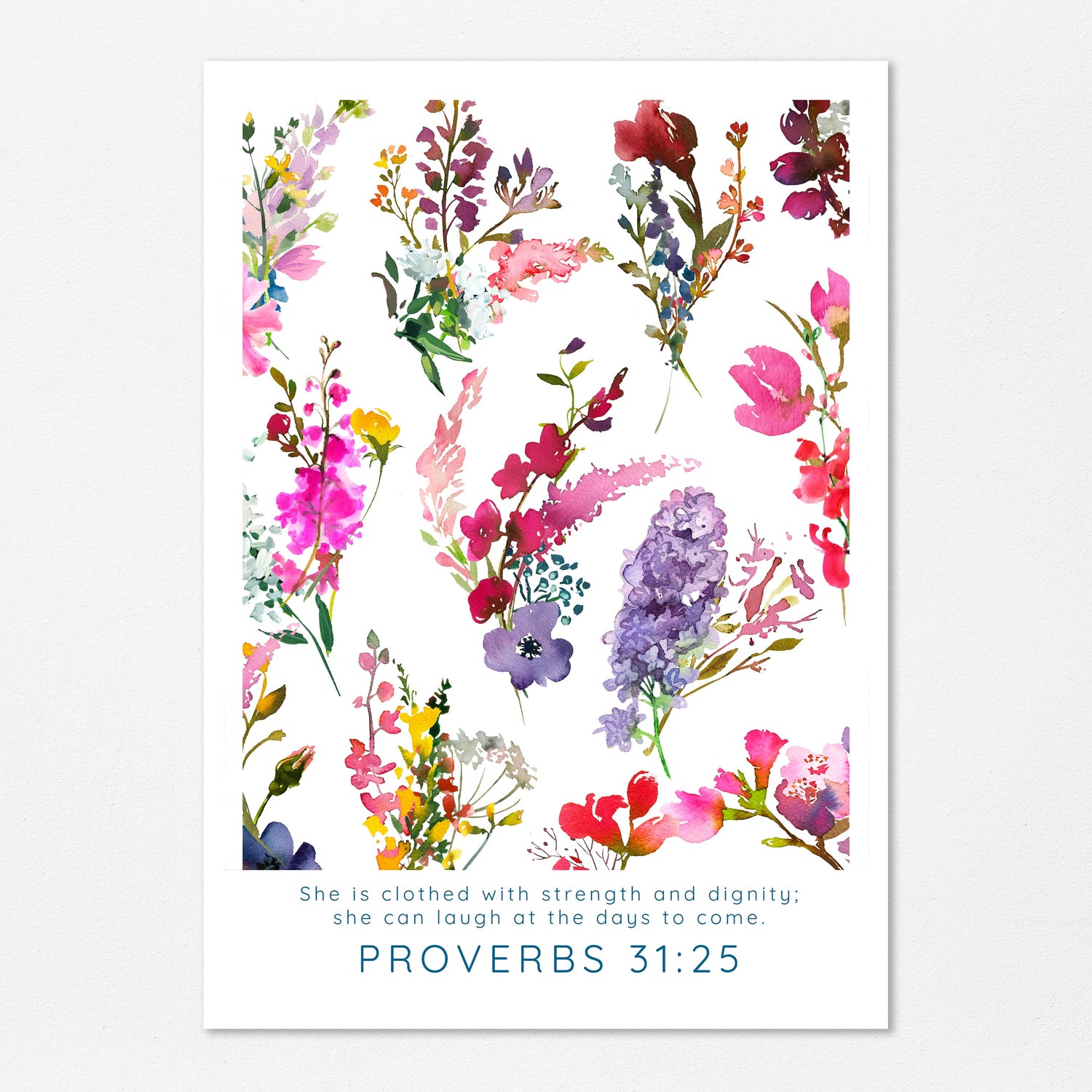 Inspirational wall art for home, Colourful scripture print, Christian home decor gift idea, Encouraging verse wall decor