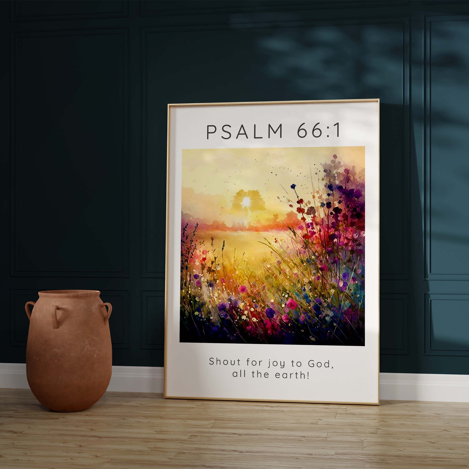 Joyful Earthly Praise Print, Shout for Joy Scripture Print, Modern Scripture Wall Art, Modern Bible Verse Wall Art, Scripture Print