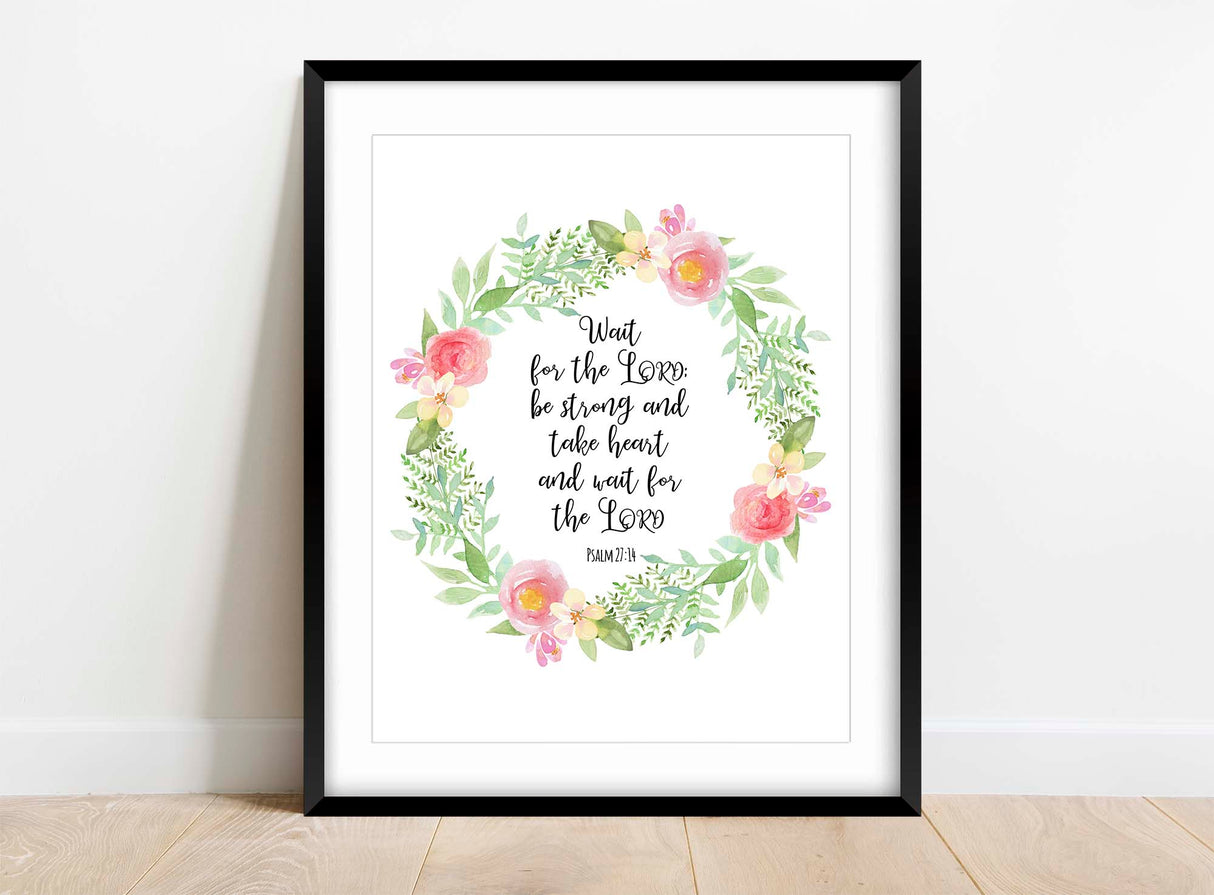 Mark 10:2 inspirational wall art, Christian home decor with floral design, Faith-inspired print surrounded by flowers
