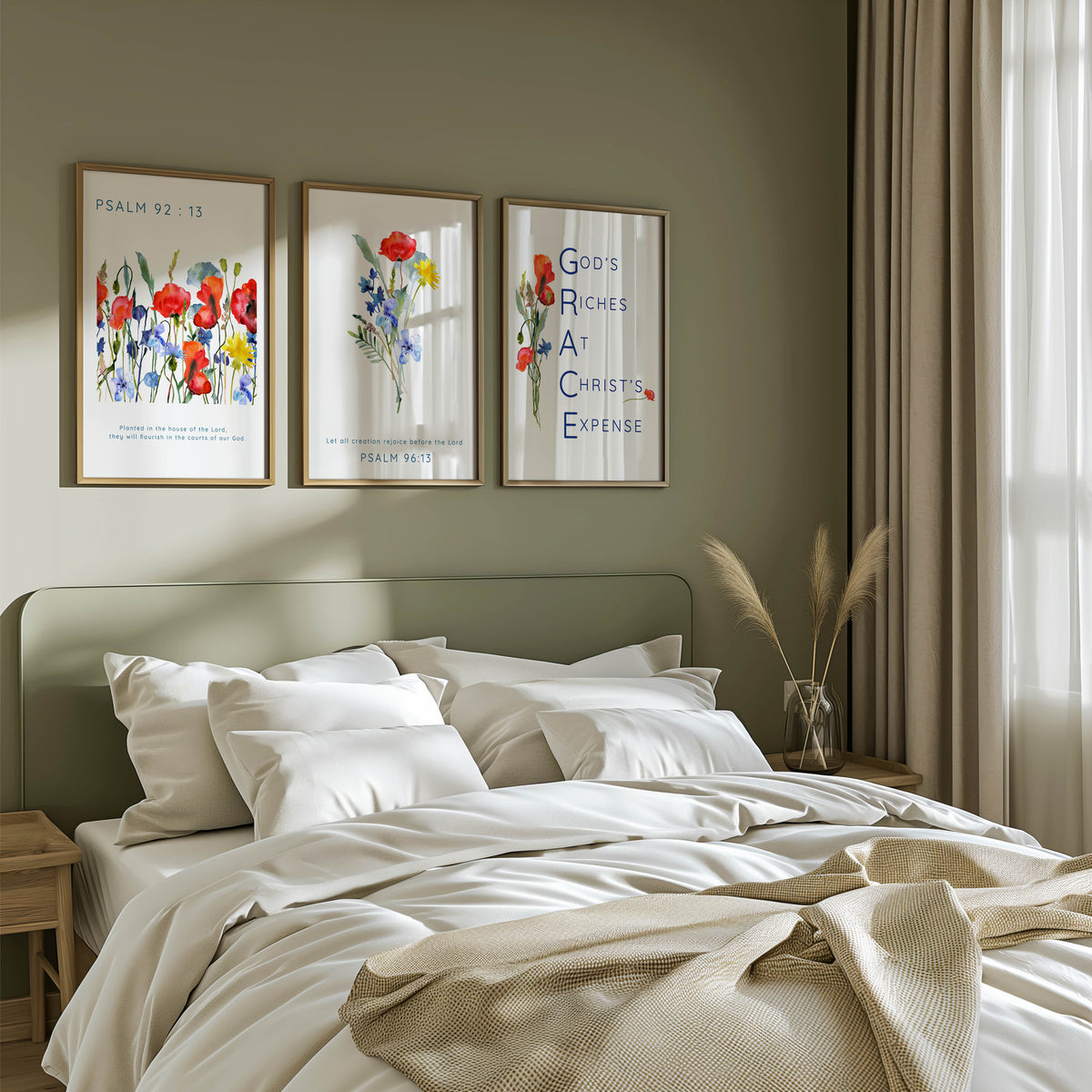 Psalm 92:13 – Wildflower scripture print with poppies and cornflowers.