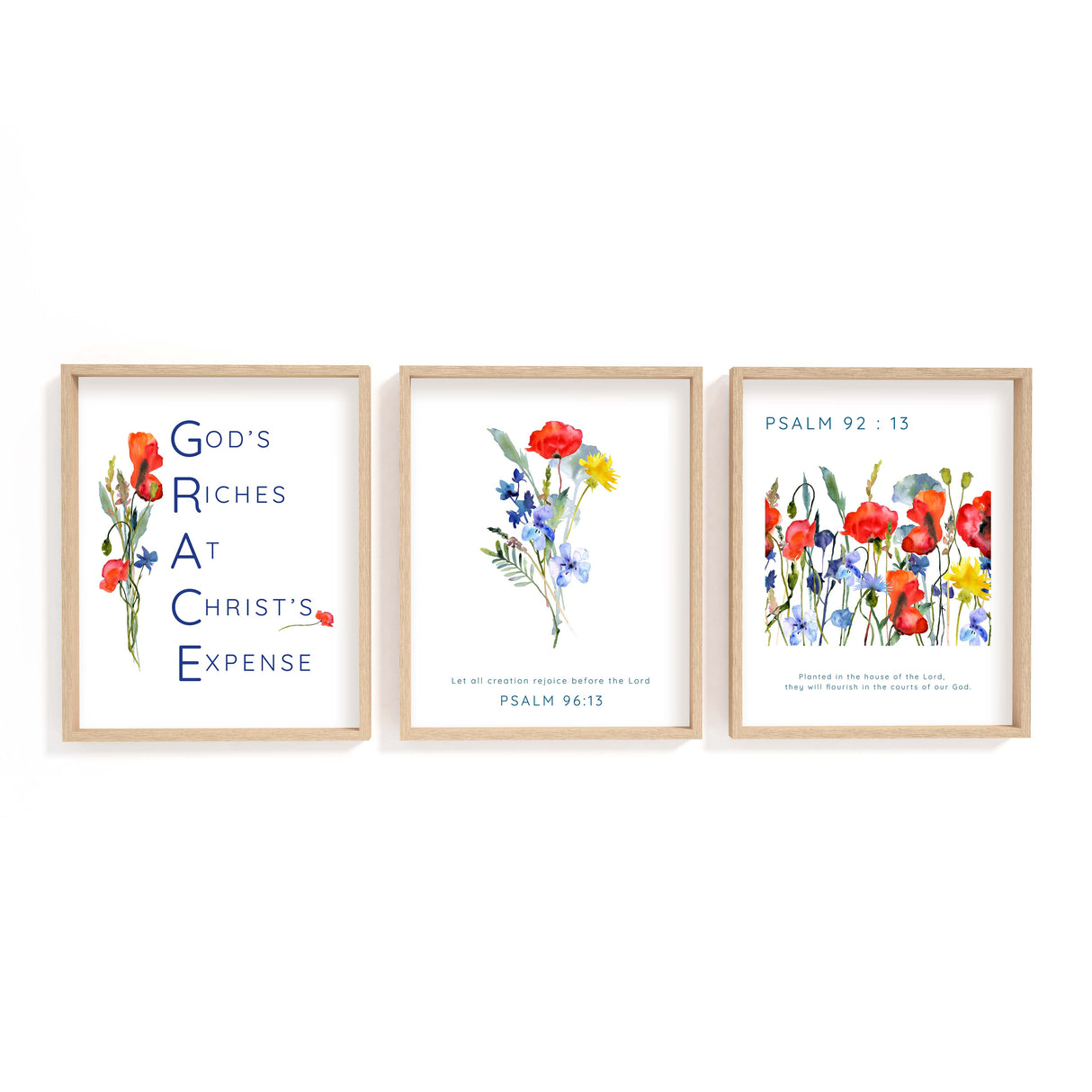 Psalm 96:13 – Rejoice before the Lord wildflower art print.