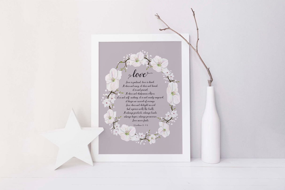 1 corinthians 13 poster, christian wedding gifts, gift for christian couple, gift for christian marriage