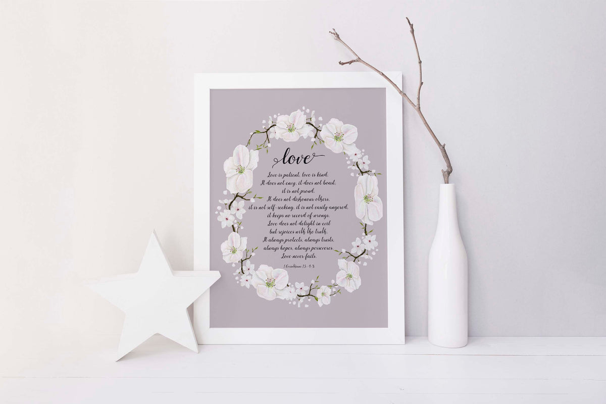 1 corinthians 13 poster, christian wedding gifts, gift for christian couple, gift for christian marriage