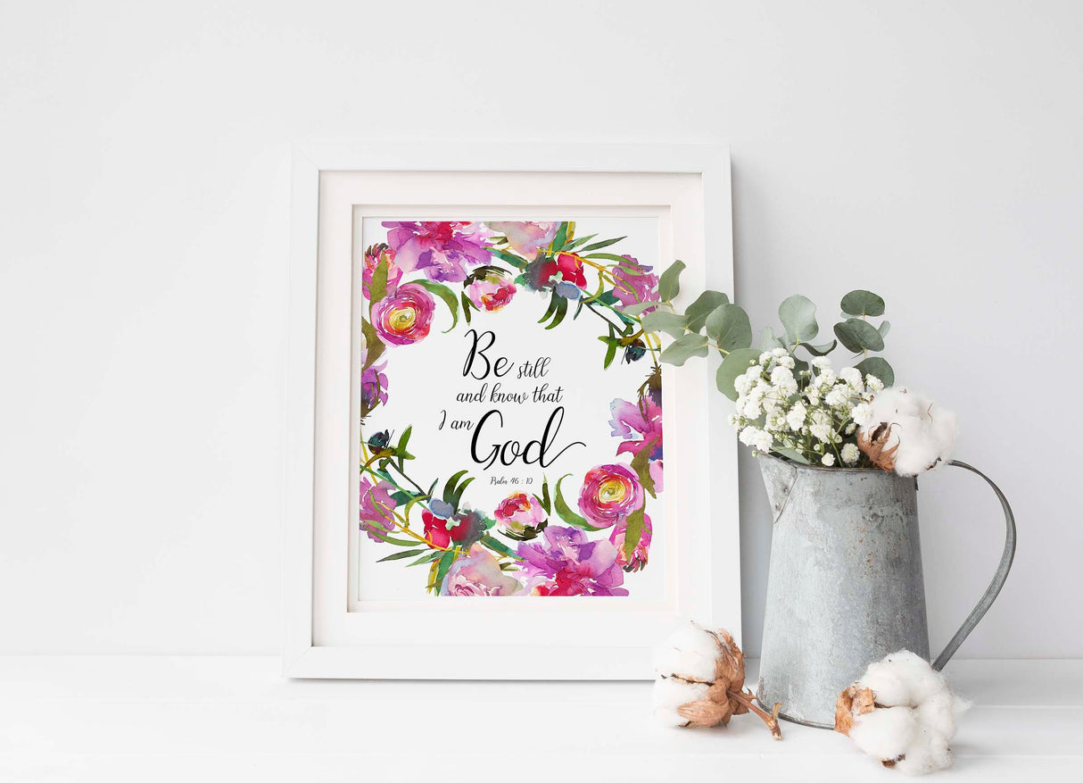 Religious Gifts, Bible Verse Printable Bible Verse Poster, Scripture Wall Art, Psalm 46 Printable, Psalm 46 Print, Art