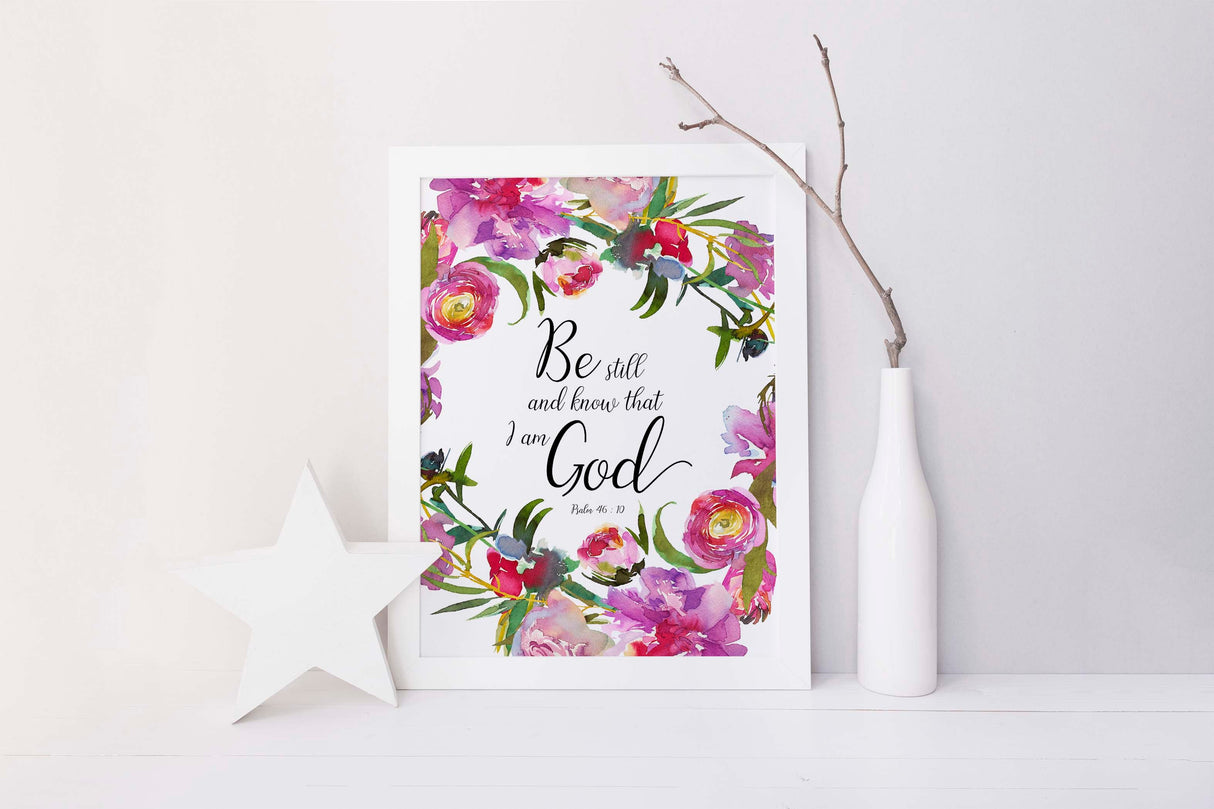 be still artwork, be still picture, be still print, be still printable, be still and know printable, bible verse print