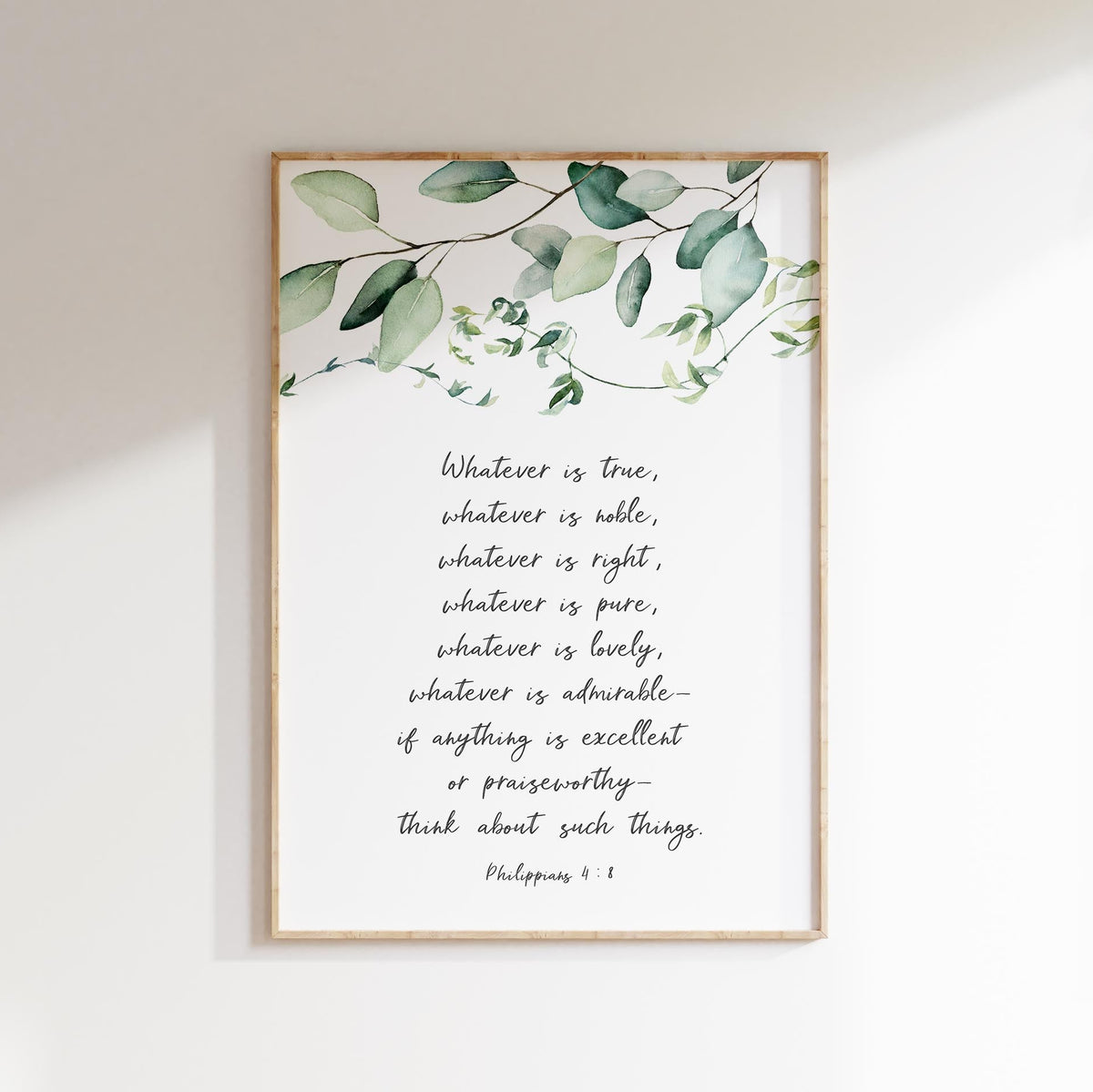 Serenity-inducing botanical print with scripture, Positive vibes Christian wall art for home, Nature-inspired bedroom print