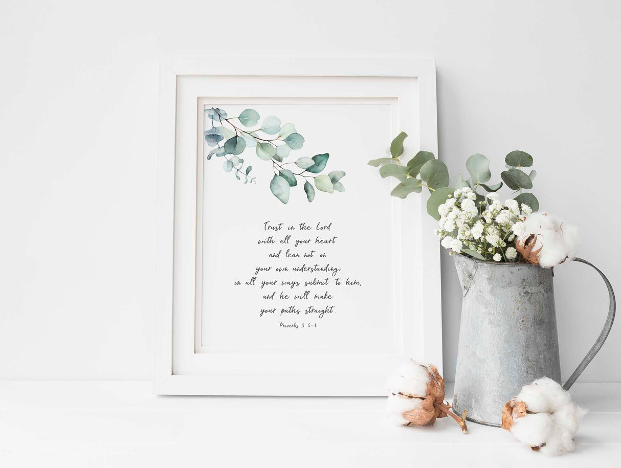Trust in the Lord Print, Proverbs 3 5-6 Wall Art, Christian Pictures with Scriptures, amazing christian pictures