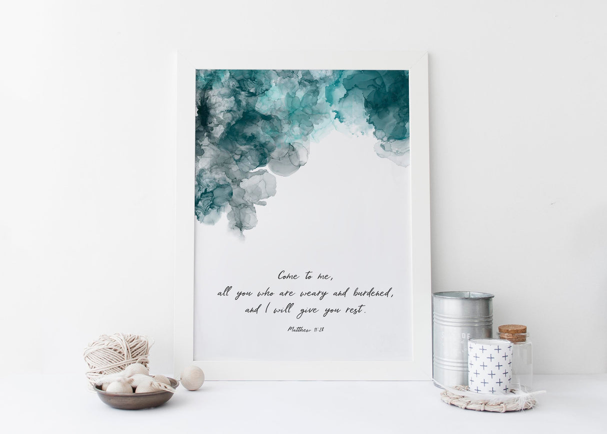 come to me all you who are weary print, Come to Me All Who Are Weary Scripture Wall Art Abstract Christian Art