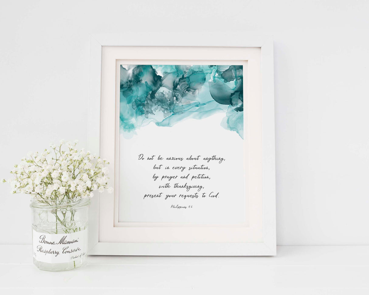 Scripture Gifts for Men Idea, Do Not Be Anxious About Anything Wall Art, Philippians 4 6 Alcohol Ink Print,
