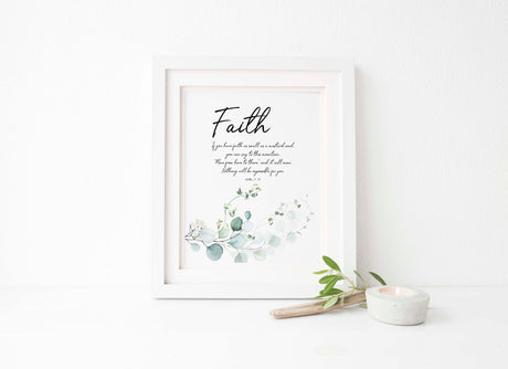 christian prints uk, christian art prints, christian art for sale, botanical faith print, botanical faith wall art, botanical faith wall decor
