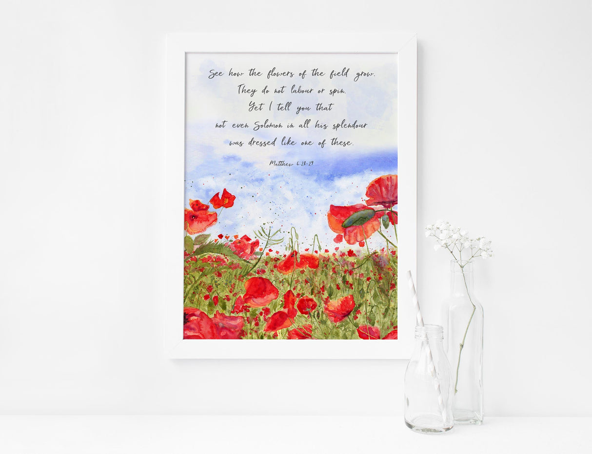poppy field print, poppy field quote, poppy wall art, poppies art print, bible verse wall art, poppy bible verse, poppies bible verse