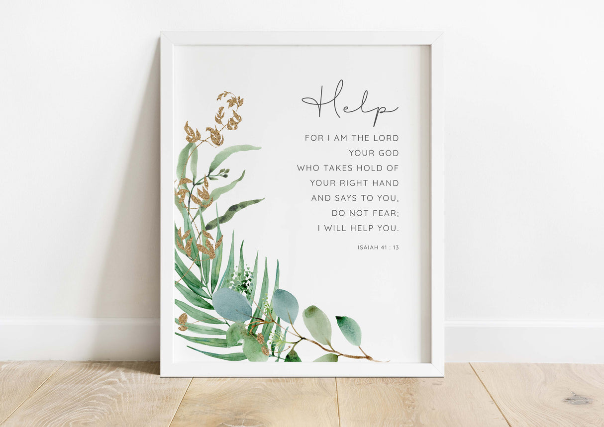 Isaiah 41 13 Wall Art Print, Encouraging Bible Verse, Scripture Art, Religious Wall Decor, Encouraging Bible Verse, Christian Gift Ideas