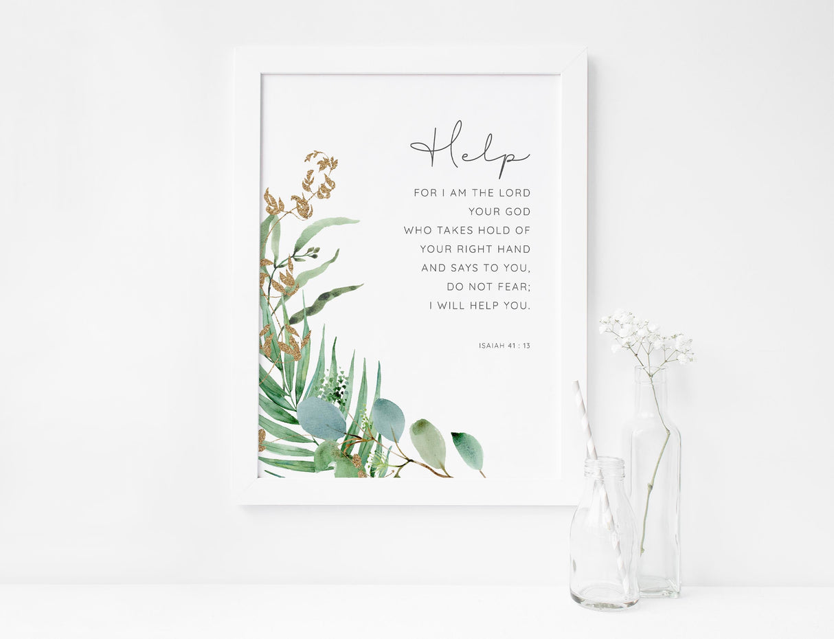 Isaiah 41 Christian Wall Art, Do Not Fear Scripture Botanical Quote Print, isaiah 41 print, isaiah 41 wall art, isaiah 41 wall decor