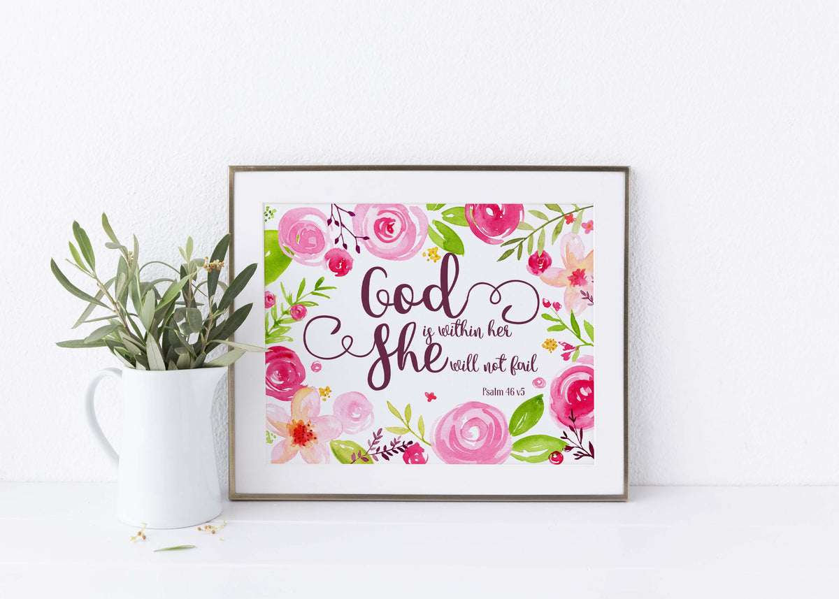 Psalm 46 5 Print, Psalm 46 5 Poster, Psalm 46 5 Art, Psalm 46 5 Wall Art, Psalm 46 5 Decor, christian woman quotes