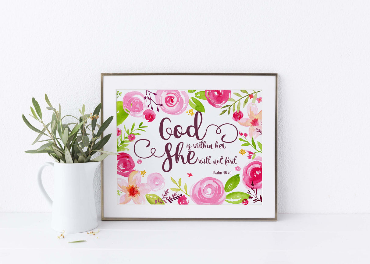 Psalm 46 5 Print, Psalm 46 5 Poster, Psalm 46 5 Art, Psalm 46 5 Wall Art, Psalm 46 5 Decor, christian woman quotes