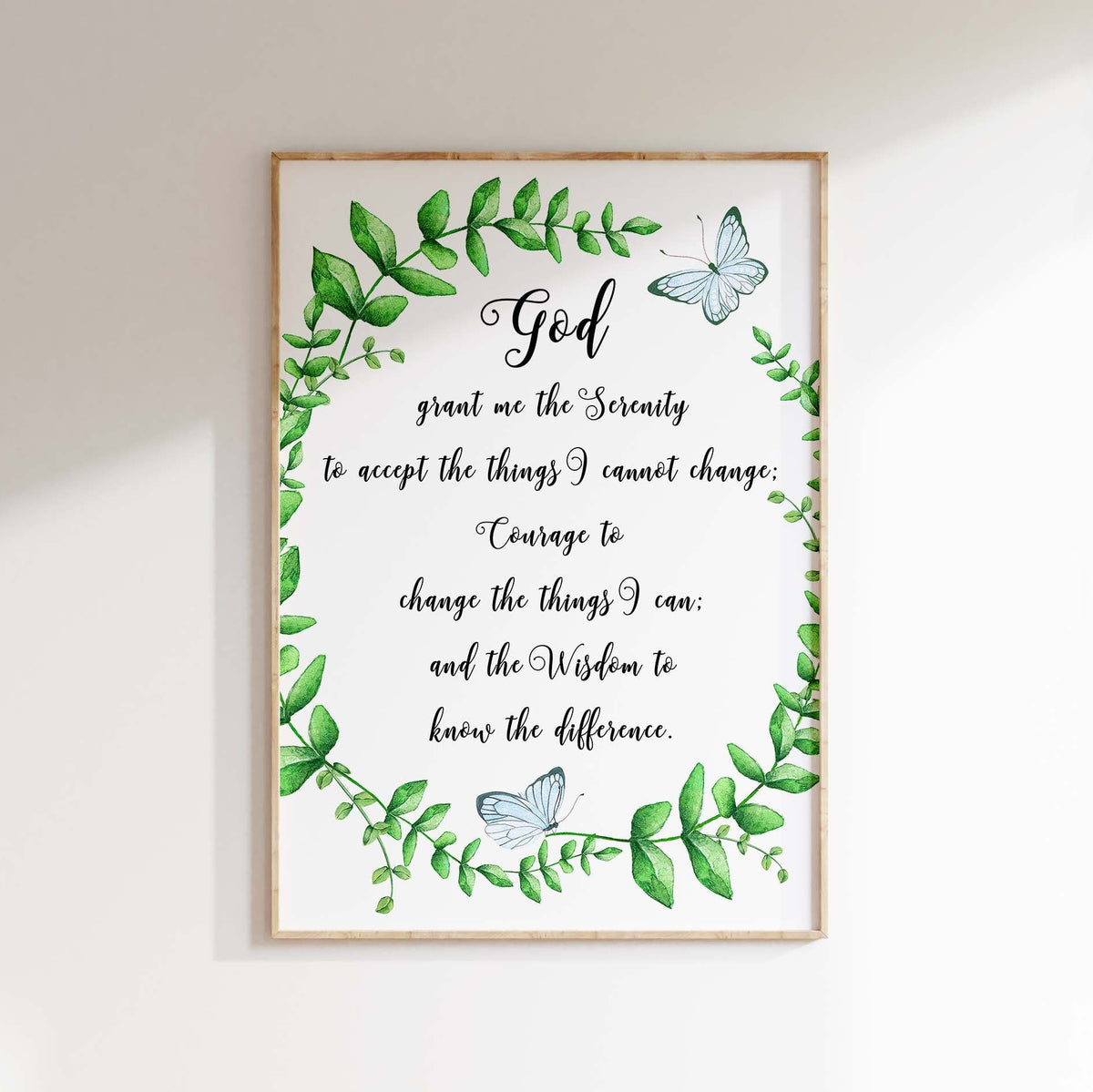 Serenity Prayer Wall Art, Serenity Prayer Poster, Serenity Prayer Print, Serenity Prayer Wall Art with Butterfly