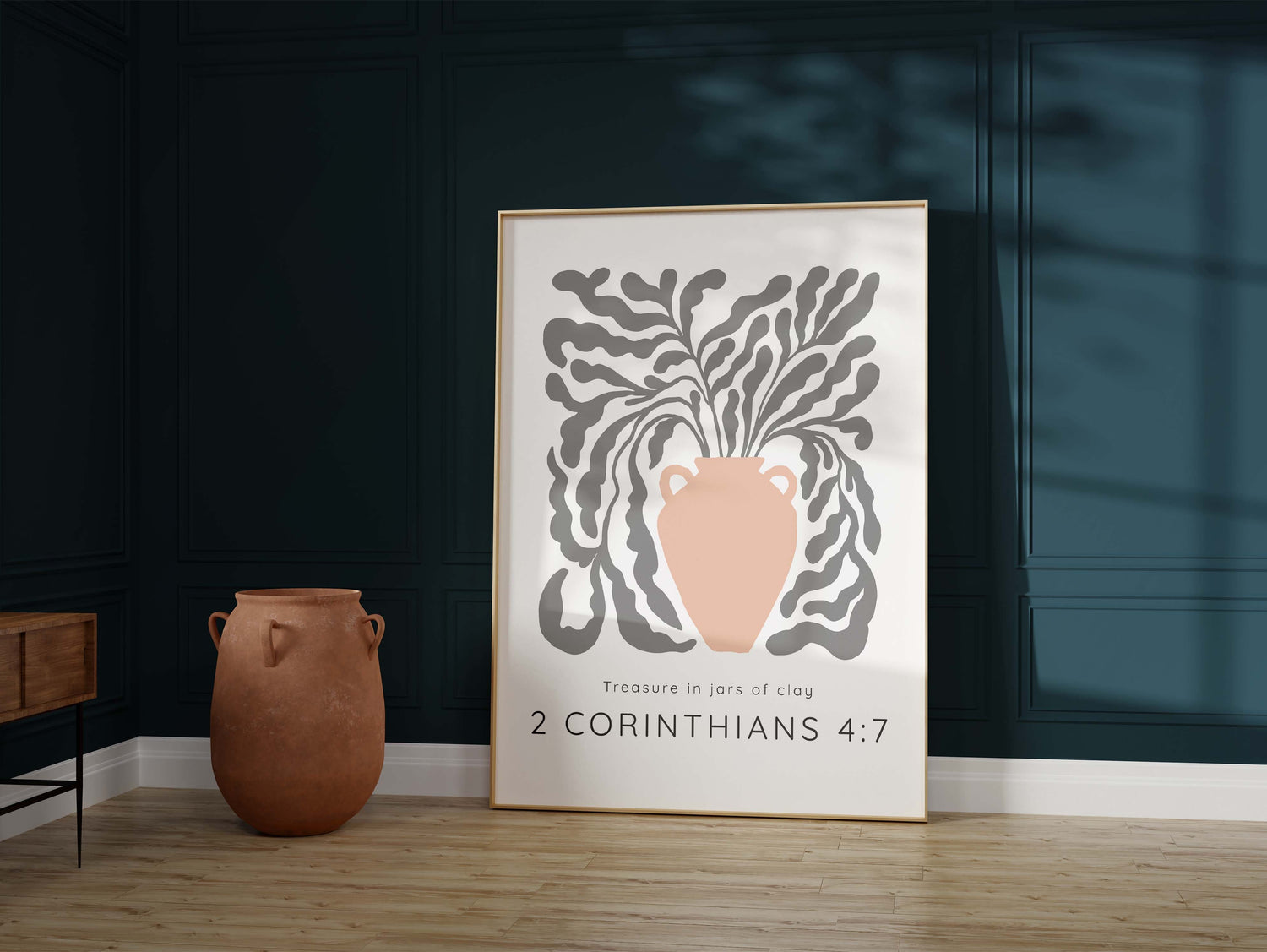 Divine Treasure in Jars of Clay Print, Pastel Christian Artwork for Home, Scripture Print for Graceful Living Spaces