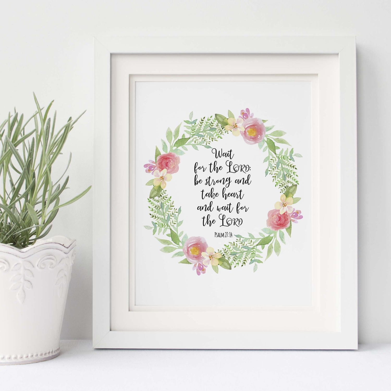 Crafty Cow Design - Wait for the Lord Wall Art, Scripture Wall Art UK, Psalm 27 14 Print