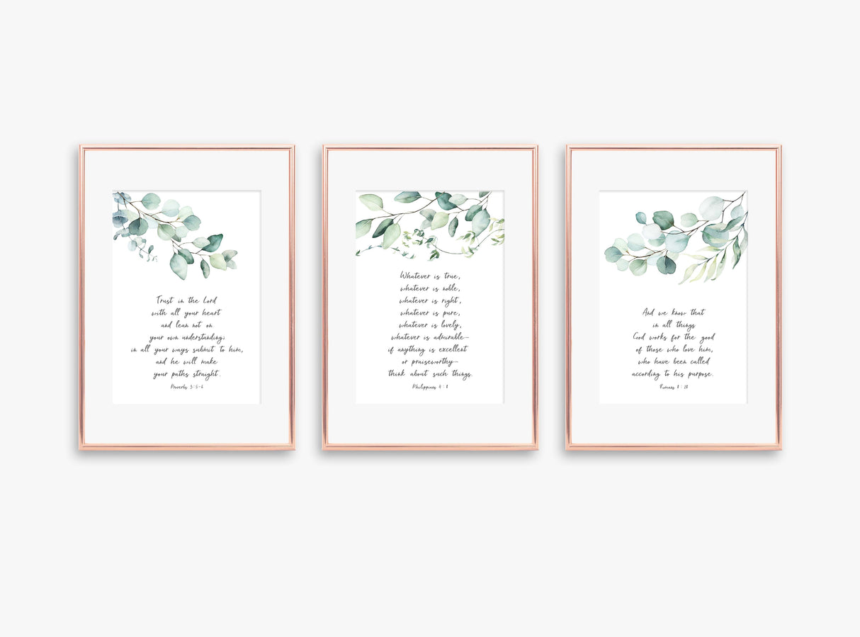 contemporary Christian Wall Art Uk, christian print sets uk, botanical print sets, botanical wall art, botanical prints