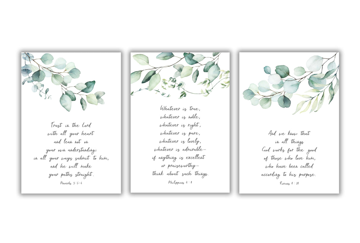 christian wall art prints, christian prints uk, bible verse wall art uk, botanical print sets, botanical wall art