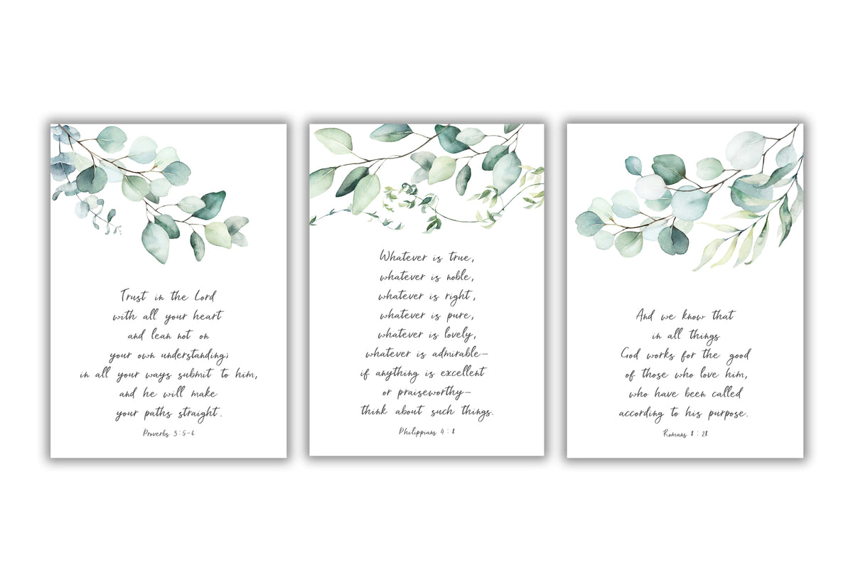 christian wall art prints, christian prints uk, bible verse wall art uk, botanical print sets, botanical wall art