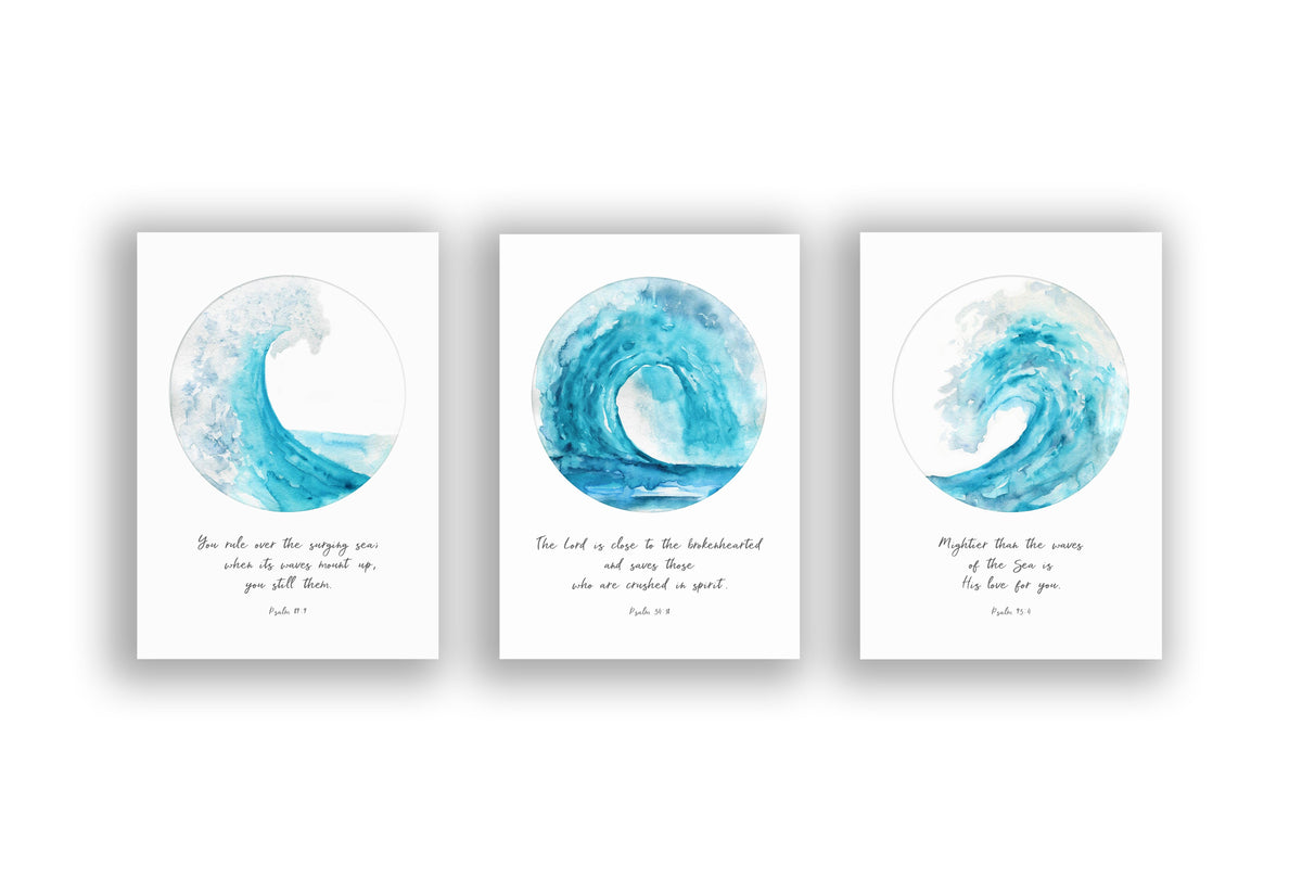 Watercolor bible verse, watercolor scripture, ocean waves bible verse, ocean bible verses, christian watercolour