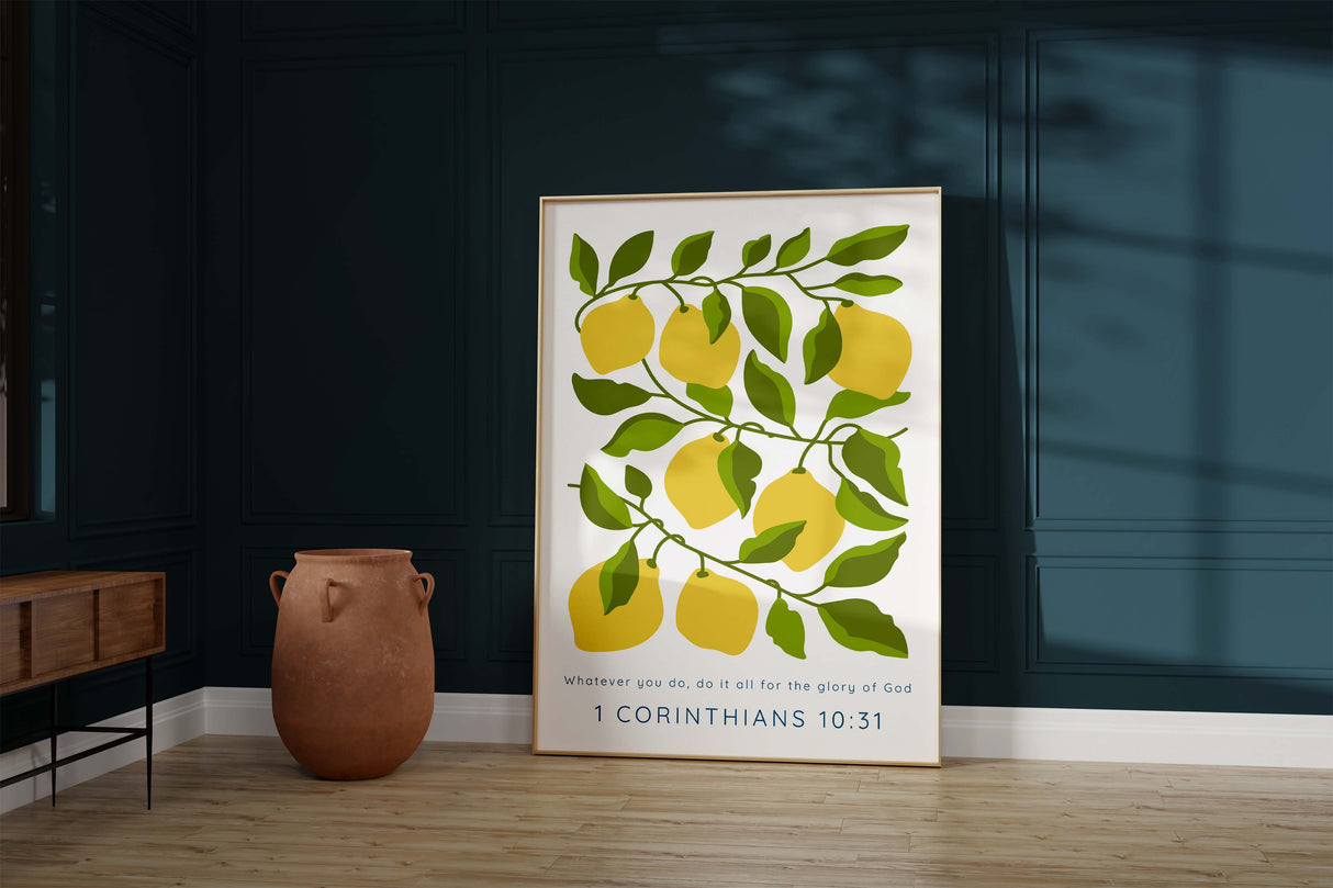 Colorful religious print with motivational quote, Faith-inspired artwork for spiritual spaces