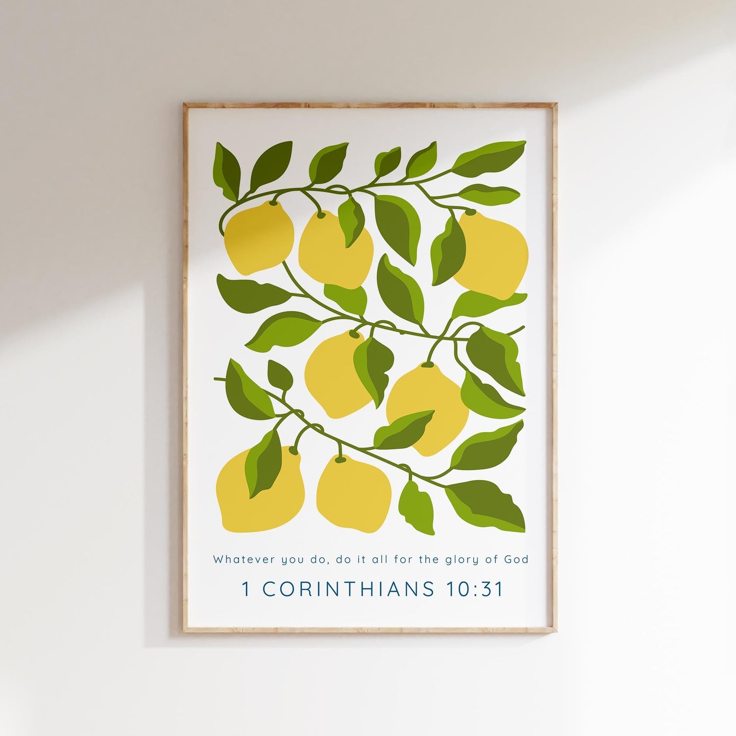 Modern Scripture art with nature elements, Uplifting 1 Corinthians 10:31 quote print, Bible verse print for encouragement and faith